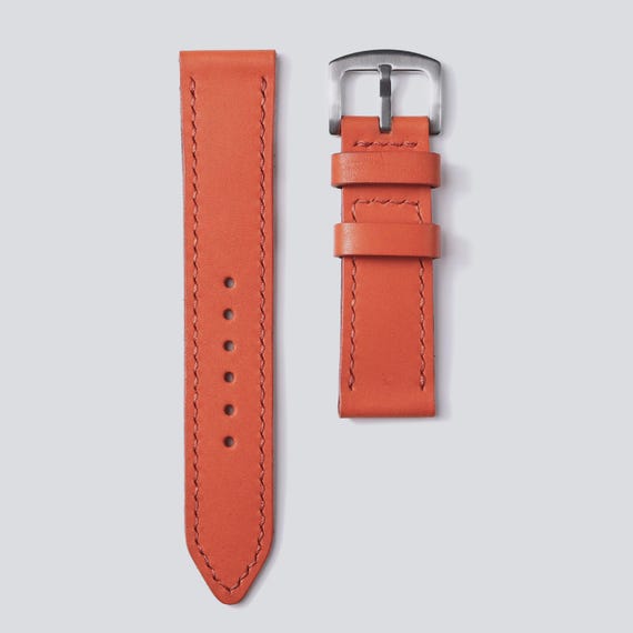 Tan handmade leather watch strap