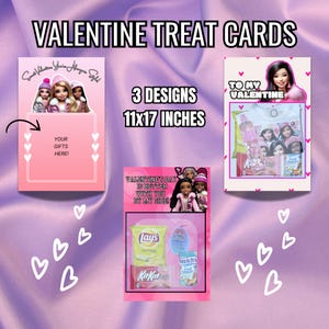 Cartes gourmandes pour poupées glamour | Cartes imprimables de la Saint-Valentin | Téléchargement numérique | Accès instantané | Personnalisable | Gâteries, cadeaux et célébrations