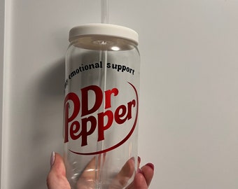 Emotional support Dr Pepper, 20oz Libbey Glass, Coffee Glass, Mother's Day Gift, Coffee Glass