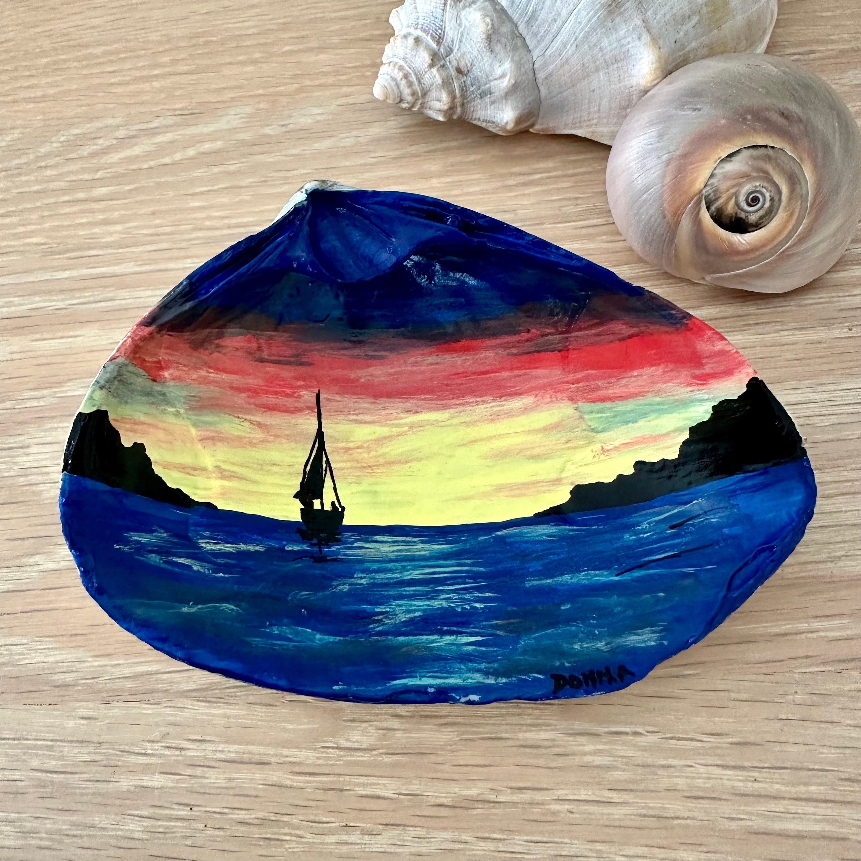 Hand Painted Sailboat on the Horizon on a Clam Shell - Etsy