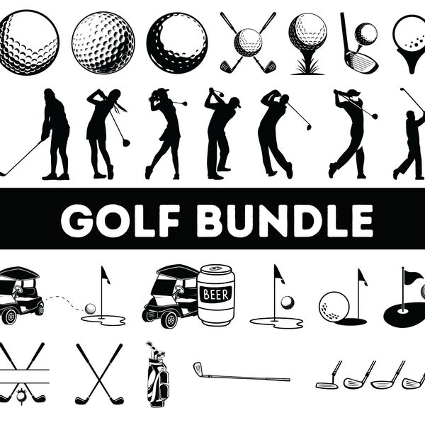 Golf SVG PNG Bundle| Golf Monogram Svg| Split Monogram Svg| Golf Name Frame| Golf Club Svg| Golf Ball Svg| Golf Cut files