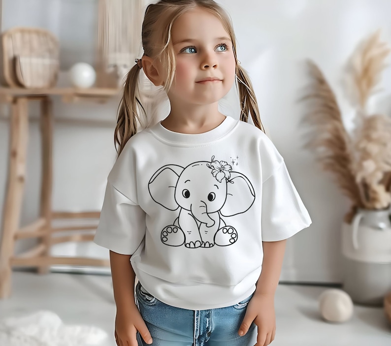 Baby Elephant SVG Bundle| Cute Elephant Girl SVG Bundle| Elephant Outline| Baby Shower Girl Shirt| Bodysuit Kawaii Animal Silhouette Cricut image 4
