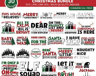 Christmas SVG PNG Bundle, Funny Christmas Svg cut file, Holiday Svg, Christmas Sayings Quotes Svg, Winter Funny Christmas Bundle svg png