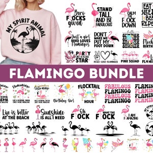 Lindo flamenco rosa SVG PNG Bundle/ Sasy flamingo clipart/ Divertido flamenco tropical Svg / Clipart png/ Lindo png/ Flamingo Vector/ Lindo svg png imagen 1