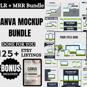 125 MRR Mockup Canva Template Bundle Mock up Digital Product Sales ...