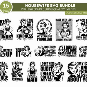 Retro Housewife SVG Bundle, Retro Women Svg, Vintage Housewife Svg, 1950s Housewife Svg, Funny Sarcastic, Sassy Mom Svg