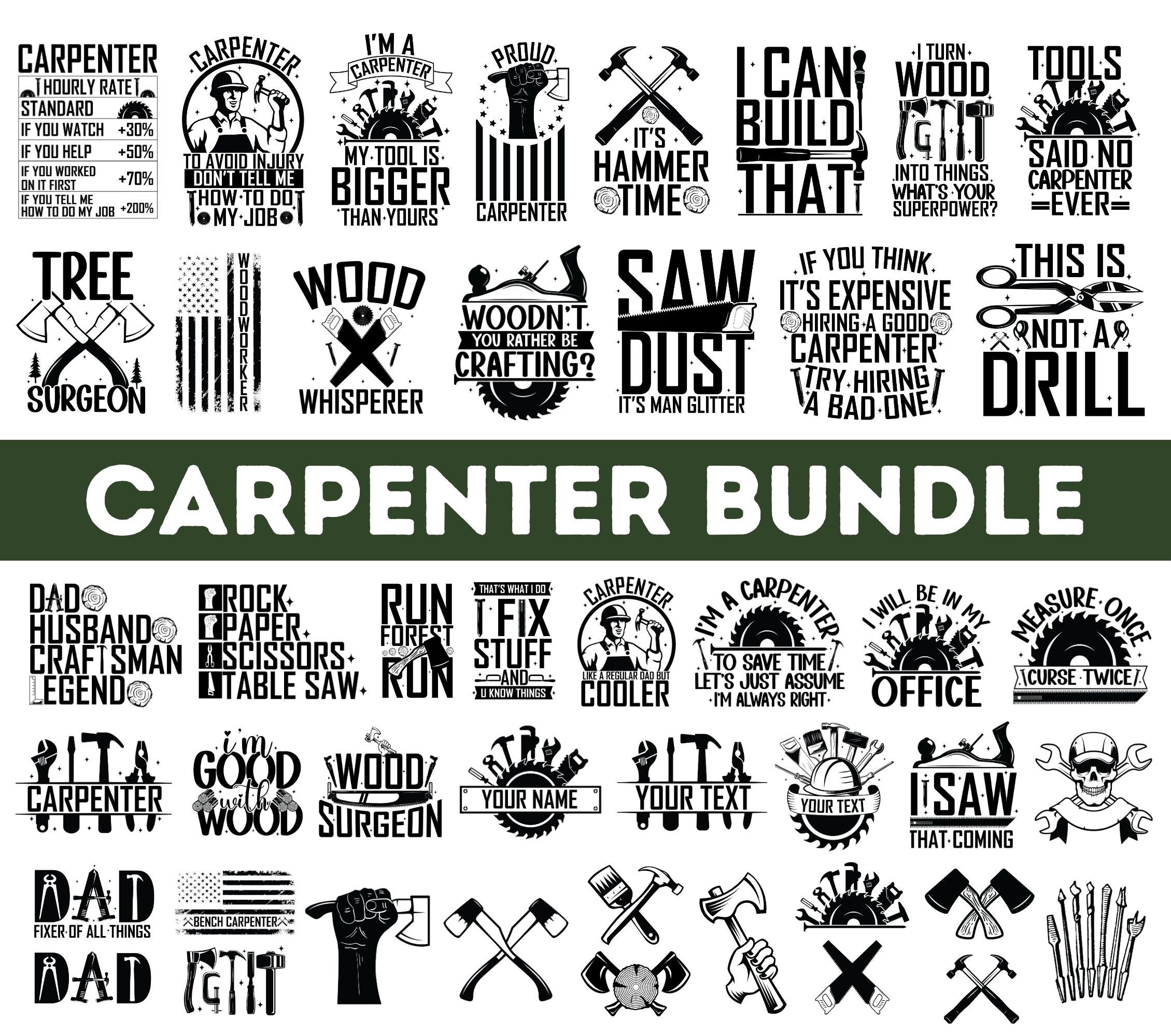 Carpenter SVG PNG Bundle| Carpentry Svg Bundle| Tool Svg| Mechanic Svg ...