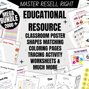 2000+ Master Resell Right Education For Teachers Mega Books Bundle| Private Label Right Worksheets For Kids Activities| Done For You PLR MRR