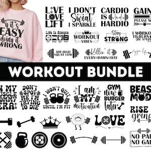 Pacchetto SVG allenamento/Pacchetto SVG palestra/Fitness Svg/Esercizio Svg/Motivazionale Svg/Maglietta allenamento Svg/Citazioni palestra Svg/Clipart palestra Png