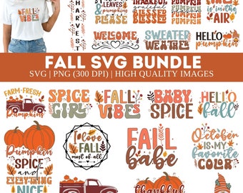 Fall Autumn PNG Bundle, Fall SVG Bundle, Autumn Svg, Thanksgiving Svg, Fall Svg Designs, Fall Sign, Autumn Bundle Svg