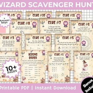 Wizard Scavenger Hunt for Older Kids Witches Birthday Treasure Hunt Outdoor Teens Magical Hunt Clue Escape Room Magic Hunt Puzzle Printable