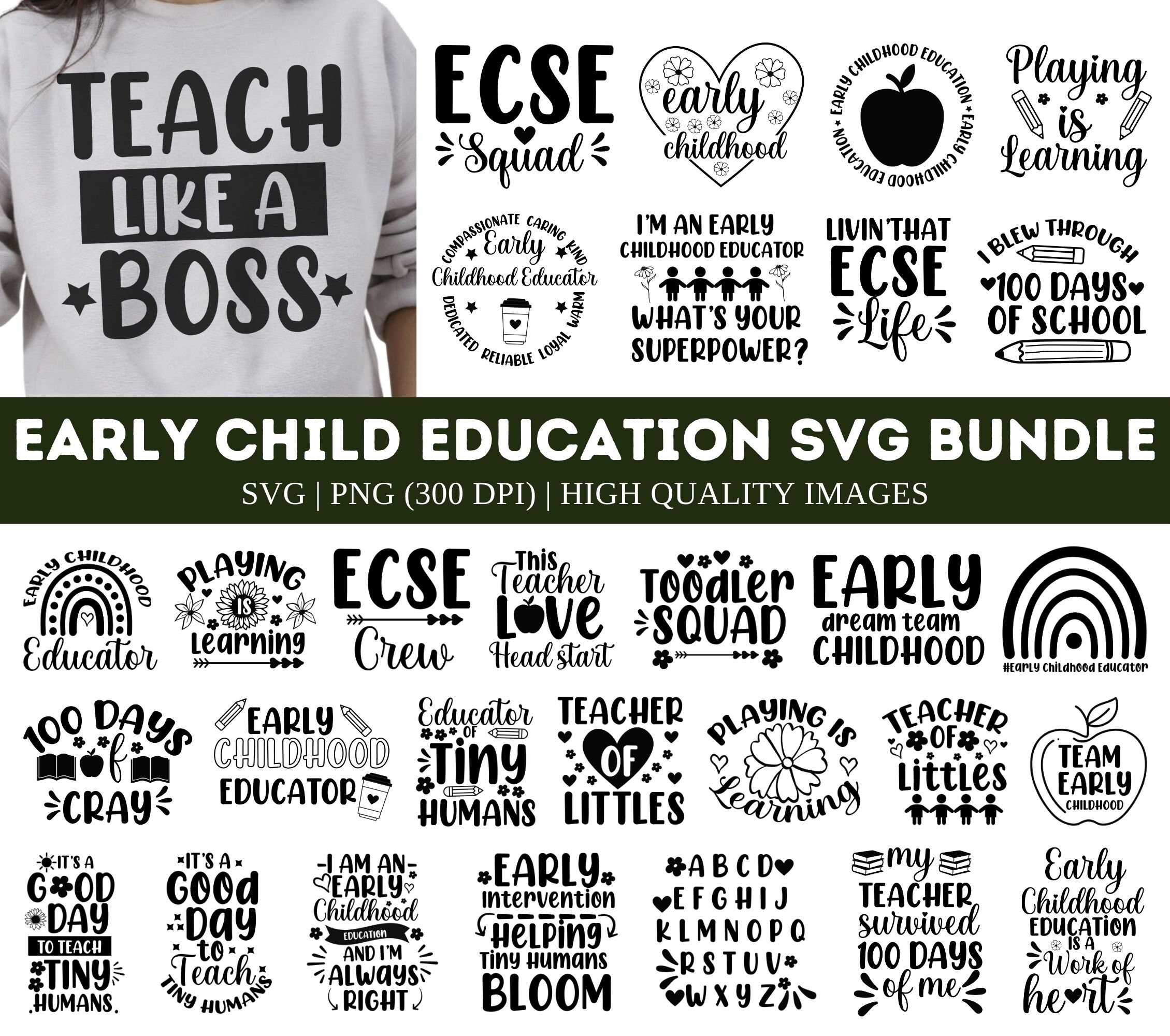 Early Childhood Education SVG PNG Bundle| Early Childhood Education Shirt Design Bundle| Toddler Squad Svg| Daycare  Svg| Kindergarten Svg
