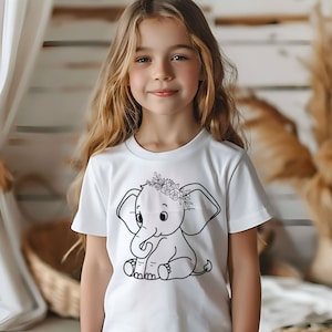 Baby Elephant SVG Bundle| Cute Elephant Girl SVG Bundle| Elephant Outline| Baby Shower Girl Shirt| Bodysuit Kawaii Animal Silhouette Cricut image 6