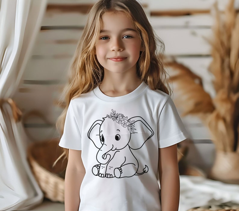 Baby Elephant SVG Bundle| Cute Elephant Girl SVG Bundle| Elephant Outline| Baby Shower Girl Shirt| Bodysuit Kawaii Animal Silhouette Cricut image 6