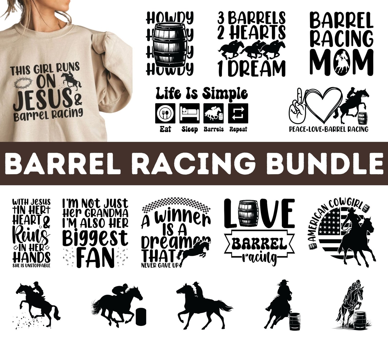 Barrel Racing SVG Bundle| Barrel Racing PNG Bundle| Barrel Racer Svg ...