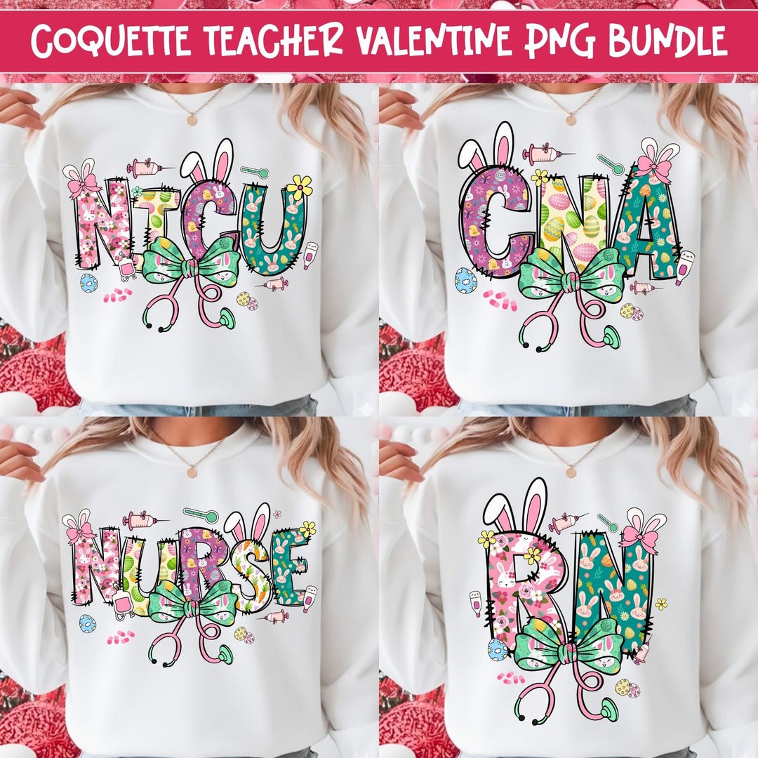 Easter Nurse Bundle Png, Nicu RN CNA Nurse Png, Nurse Coquette Bow Png ...