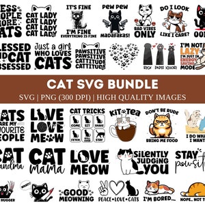 Lot SVG drôle de chat | Chat SVG | Chaton SVG | Dame chat svg | Dame chat fou svg | amoureux des chats svg | chats svg | chaton svg | Svg citations chat