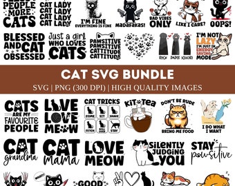 Funny Cat SVG Bundle| Cat SVG| Kitten SVG| Cat lady svg| crazy cat lady svg| cat lover svg| cats svg| kitty svg| Cat Quotes Svg