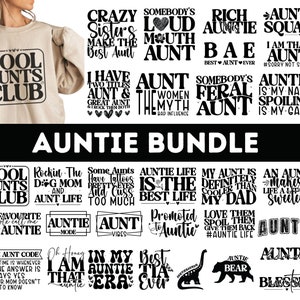 Ensemble SVG tante | Chemise de tante png| Tante universitaire png| Tante png| L'éclair de tante PNG | Tante rétro png| Pack Tante PNG