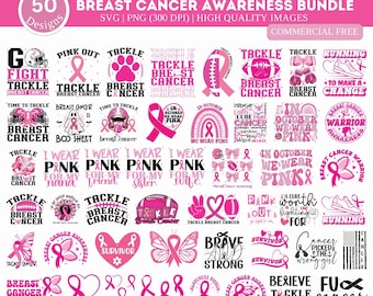 Breast Cancer SVG Bundle, Pink Awareness ribbon Svg, Cancer Awareness svg, Fight Cancer Svg, Cancer Quote Svg,tackle cancer svg