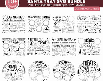 親愛なるサンタ トレイ SVG バンドル、クリスマス SVG、サンタ トレイ SVG、サンタ プレート svg、サンタ ミルク クッキー svg、サンタのためのクッキー svg、ニンジン svg Cricut
