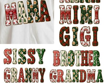 クリスマスママバンドルPNG、パッチワークホリデーレター昇華、トレンディなフェスティバルPNGバンドル、メリークリスマスPNG（デジタルダウンロード）