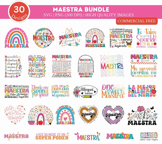 Maestra SVG PNG Bundle, Retro Maestra Word Png, Teacher Life, Teach Love Inspire, Spanish Teacher, Teacher Appreciation Gift, Maestra  Svg