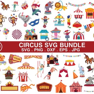 Paquete SVG de Carnaval de Circo/ Niños de Circo/ SVG de Carnaval/ Svg de Elefante/ Svg de Malabarismo/ Noria Svg/ Svg de Bebé de Circo / Clipart Svg de Festival