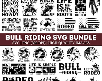 Pacchetto SVG Bull Riding, Pacchetto RodeoSvg, US Bull Rider Svg, Rodeo Svg, Bull Svg, Cowboy Svg, Bull Svg, Clipart, Camicia, Western Svg Vector