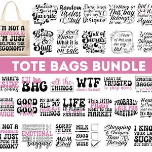 Boho Tote Bag Zitate SVG PNG Bundle | Lustige Tragetasche Sprüche | Support Shop Kleine geschnitten Datei | Markttasche Sehen | Unternehmen | Mama Herz | Lustige Png