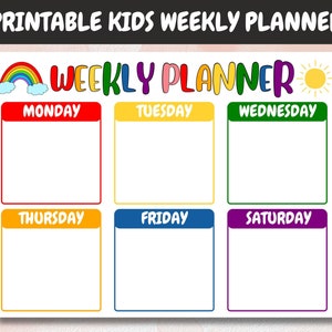 Kinder Planer Wochenplaner, Wochenplaner für Kinder, Planer und Planer, Planer für Kinder, Planer und Planer für Kinder, Kindergarten Kalender Printables