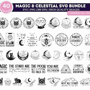 Magic and Celestial SVG bundle, Mystical svg, Mystical bundle svg, Mystic svg, Moon Svg, Witchy svg, Magic Svg, Mystic Cat svg