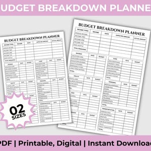 Budget Breakdown Planner Printable, Financial Planning, Paycheck Budget ...
