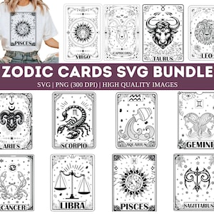 Tarot Cards SVG Bundle, Zodiac Cards SVG Bundle, Zodiac Cards Svg,  Cards Svg, Zodiac Svg, Astrology Svg, Horoscope Svg, Zodiac Signs Png,