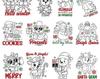Drôle de Noël PNG Bundle, Noël Png Bundle, citations de vacances de Noël, Noël citations Bundle Sublimation Design, téléchargement numérique
