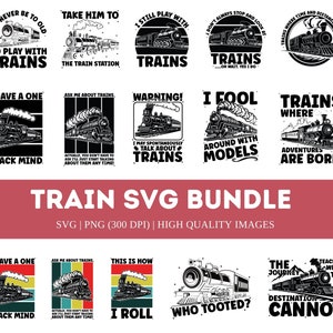 Paquete SVG de trenes, paquete SVG de locomotoras, paquete PNG de trenes, paquete svg de cotizaciones de trenes, paquete svg de transporte, archivos de imágenes prediseñadas de trenes