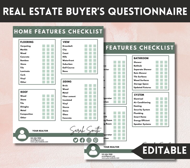 House Rental Questionnaire Buyer Questionnaire Temoplate, Real Estate Marketing, Real Estate ...