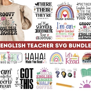 English Teacher SVG PNG Bundle| English Teacher Png| Teacher Svg| Funny English Teacher Gift Svg| Punctuation svg| Grammer Svg