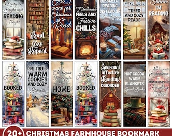 Farmhouse Christmas Bookmarks PNG Bundle, Christmas Bookmark, retro bookmarks, Winter Bookish Bookmarks, Printable Bookmarks, diy bookmarks