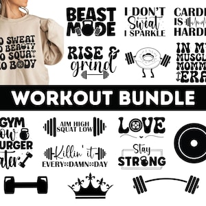 Workout SVG Bundle| Fitnessstudio Motivation SVG Bündel | Workuot Clip Art | Fitness-Svg | Fitnessstudio geschnitten Datei | Workout Shirt Designs