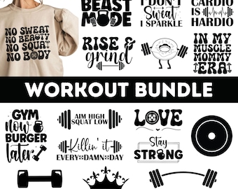 Workout SVG Bundle| Fitnessstudio Motivation SVG Bündel | Workuot Clip Art | Fitness-Svg | Fitnessstudio geschnitten Datei | Workout Shirt Designs