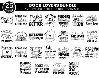 Book Bundle SVG PNG, Reading png, Smut svg, Fantasy Book svg, Book Lovers svg, Librarian svg, Book Quotes svg, Book Worm svg