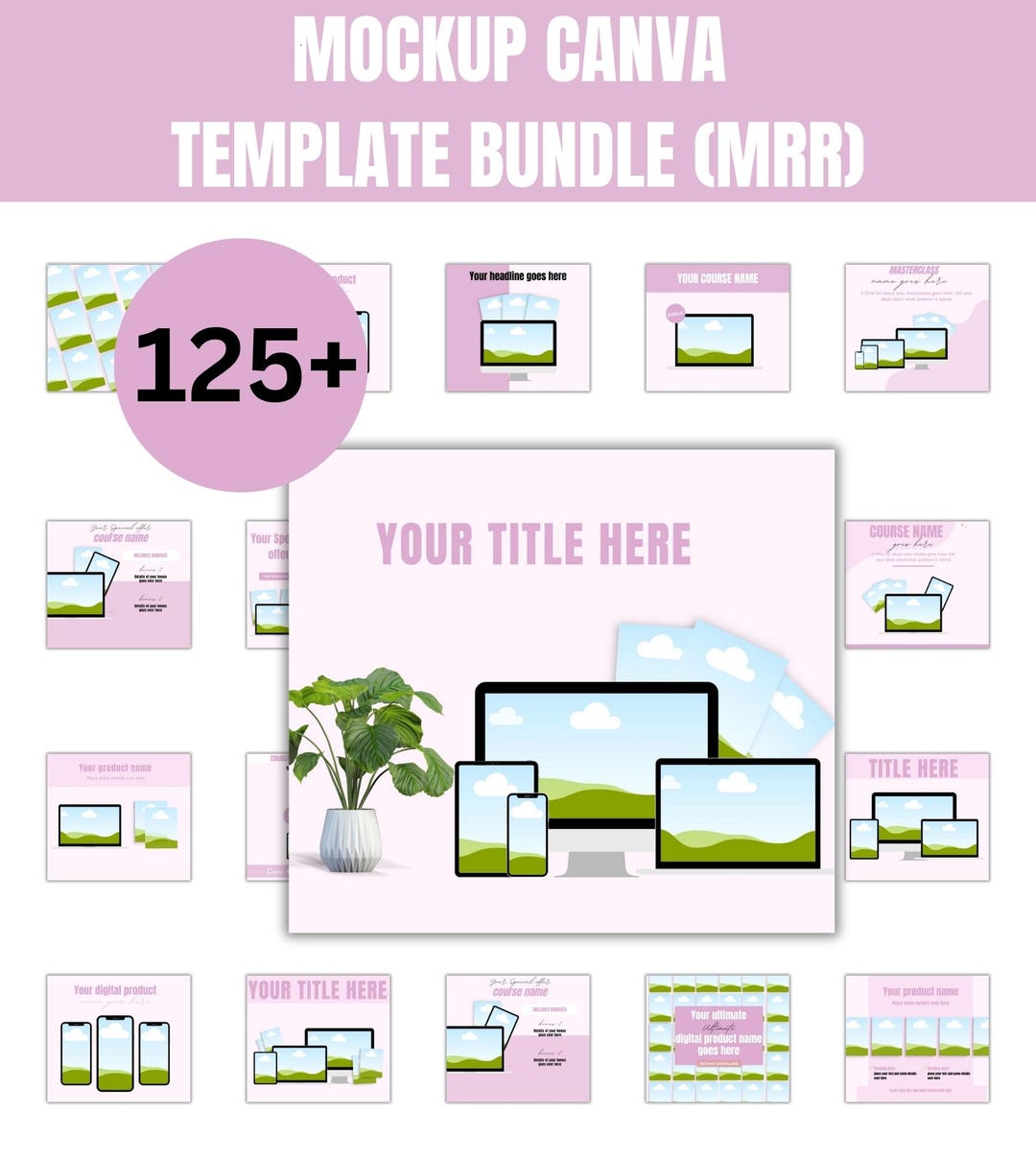 125+ MRR Mockup Canva Template Bundle| Mock up Digital Product Sales ...