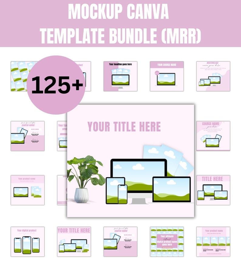 125+ MRR Mockup Canva Template Bundle| Mock up Digital Product Sales ...