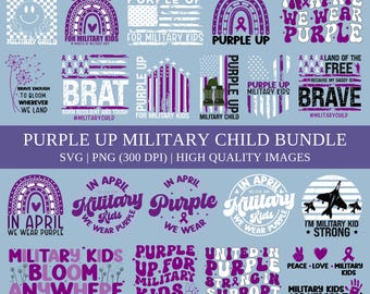 Military Child SVG PNG Bundle| Military Kids Png| Purple Up Png| Month of the Military  Png| Military Children Png| Png Bundle| Us Flag Png