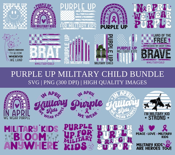 Military Child SVG PNG Bundle| Military Kids Png| Purple Up Png| Month of the Military  Png| Military Children Png| Png Bundle| Us Flag Png