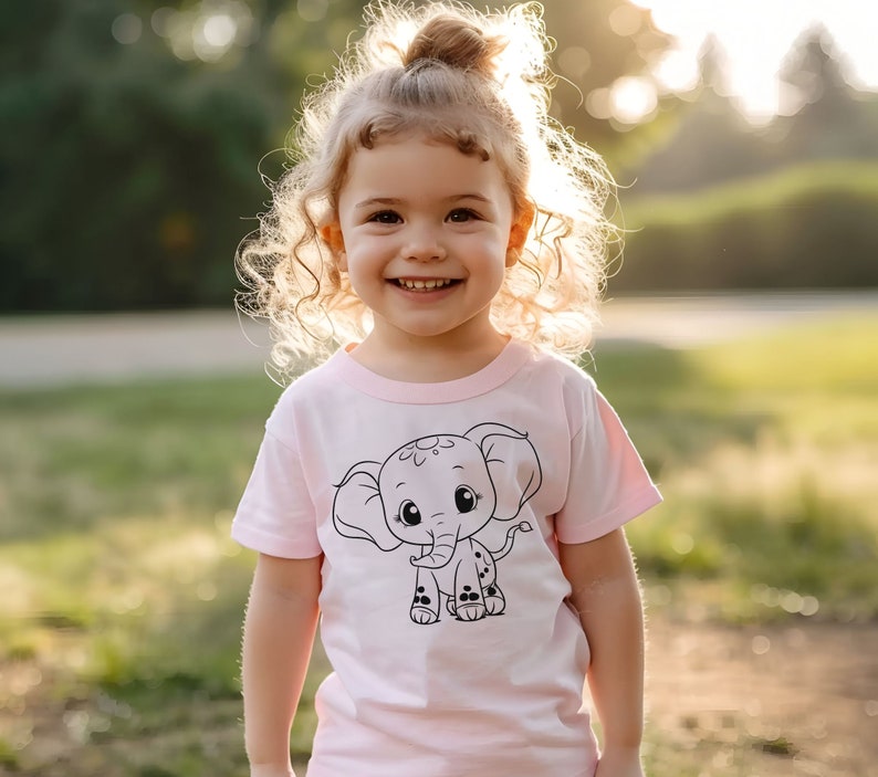 Baby Elephant SVG Bundle| Cute Elephant Girl SVG Bundle| Elephant Outline| Baby Shower Girl Shirt| Bodysuit Kawaii Animal Silhouette Cricut image 2
