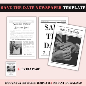 Wedding Announcement Newspaper Template, Editable Save the Date Newspaper Template, Engagement Newspaper, Future Mr. and Mrs. Canva Template