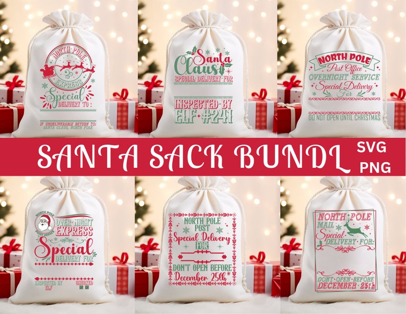 Santa Sack SVG Bundle, santasack svg, santa sack png, christmas santa sack