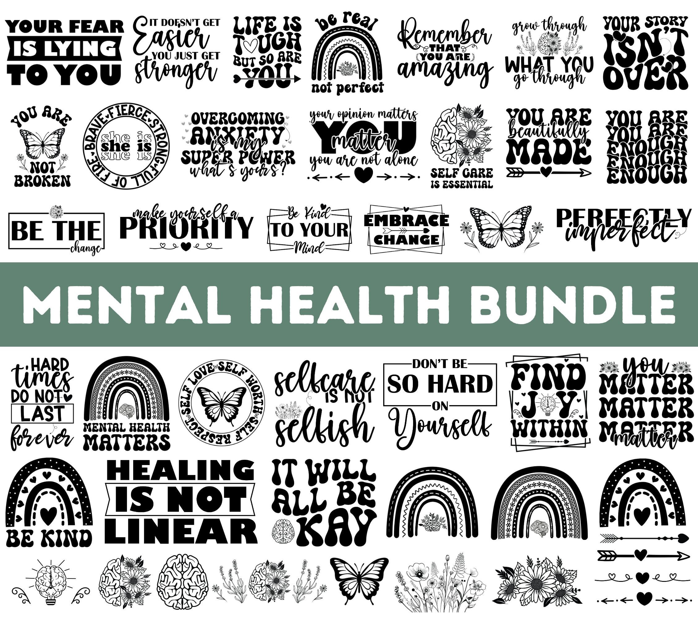 Mental Health SVG PNG Bundle Inspirational Svg Positive Svg ...